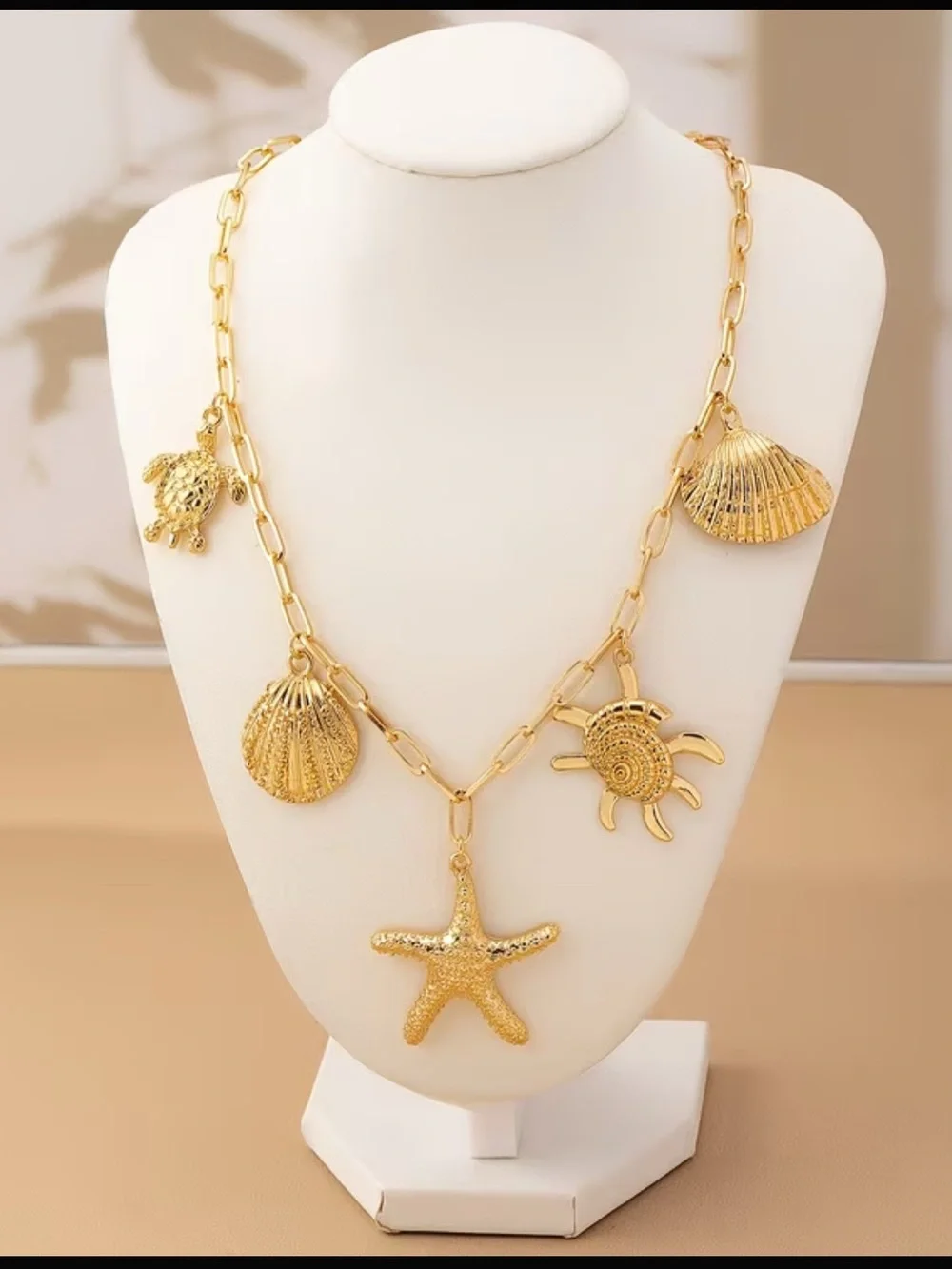 Gold  Beach Charm Necklace